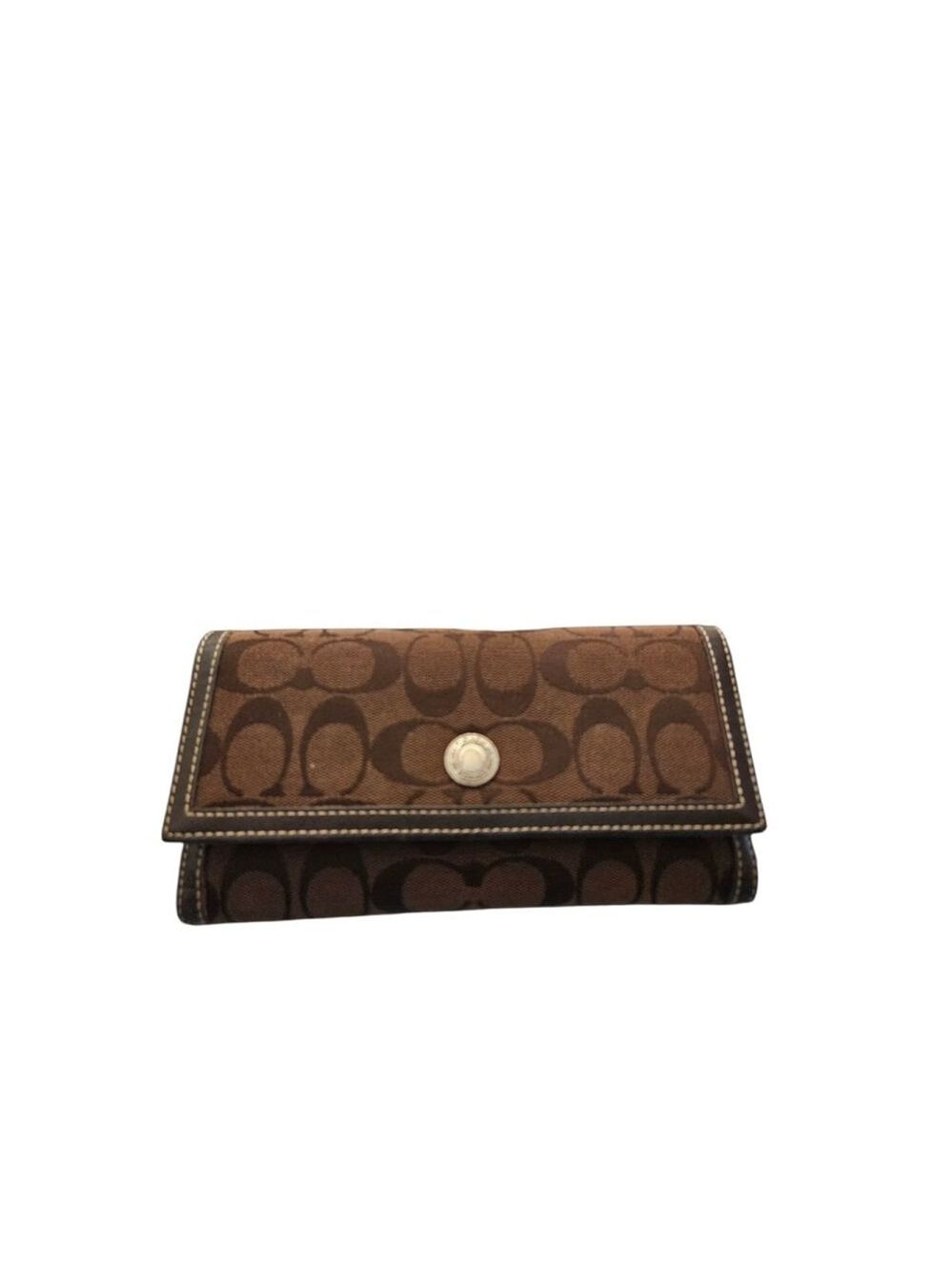 Coach Brown Signature Canvas Wallet One Size - Picture 14 of 14